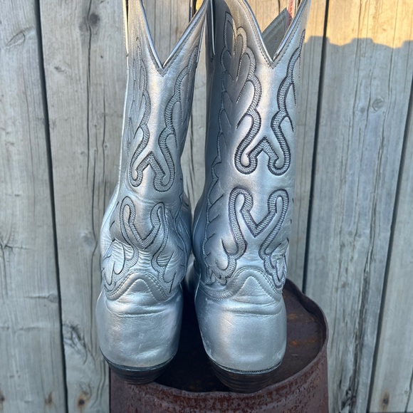 SILVER COWBOY BOOTS SIZE 9.5 - Picture 7 of 8